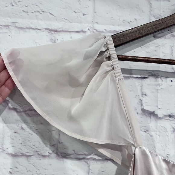 Anthropologie Flutter Sleeve Satin Sheath Dress Size 10 Cocktail Party Dress New - Picture 10 of 16